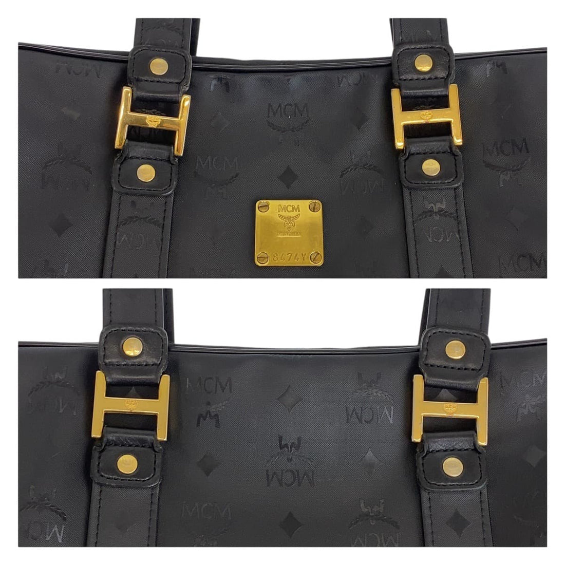 MCM Black PVC Logo Shoulder Bag