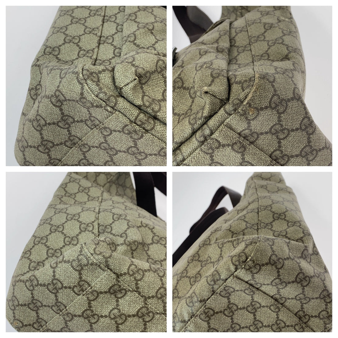 Gucci GG Supreme Canvas Leather Tote Bag