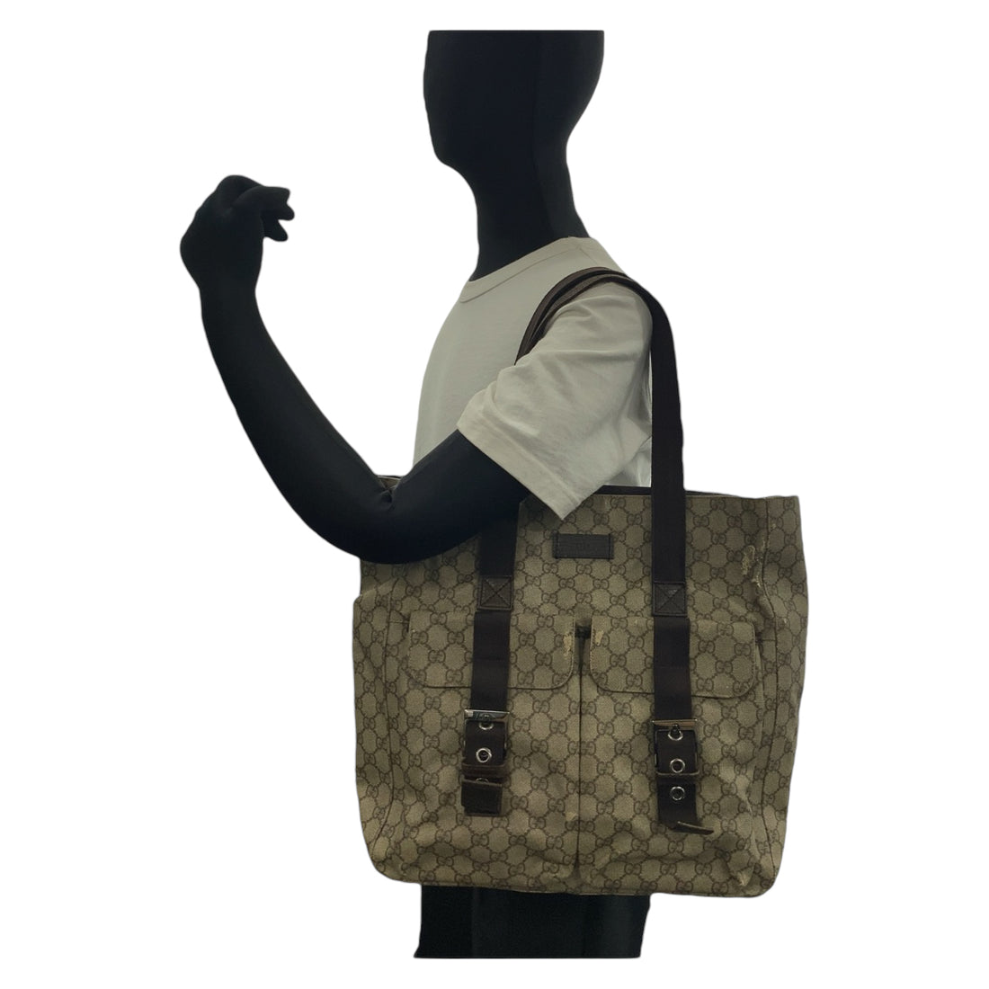 Gucci GG Supreme Canvas Leather Tote Bag