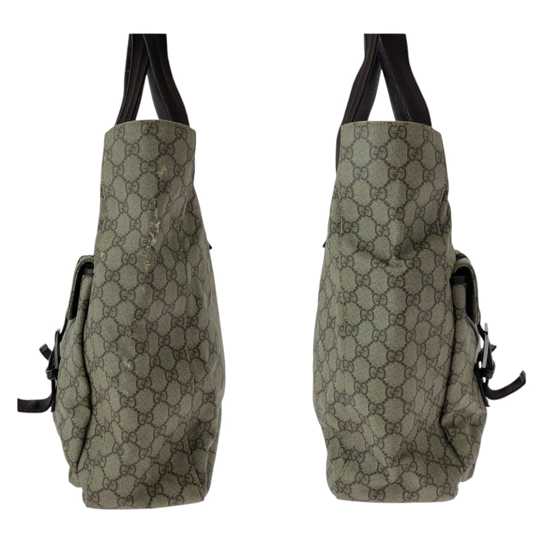 Gucci GG Supreme Canvas Leather Tote Bag