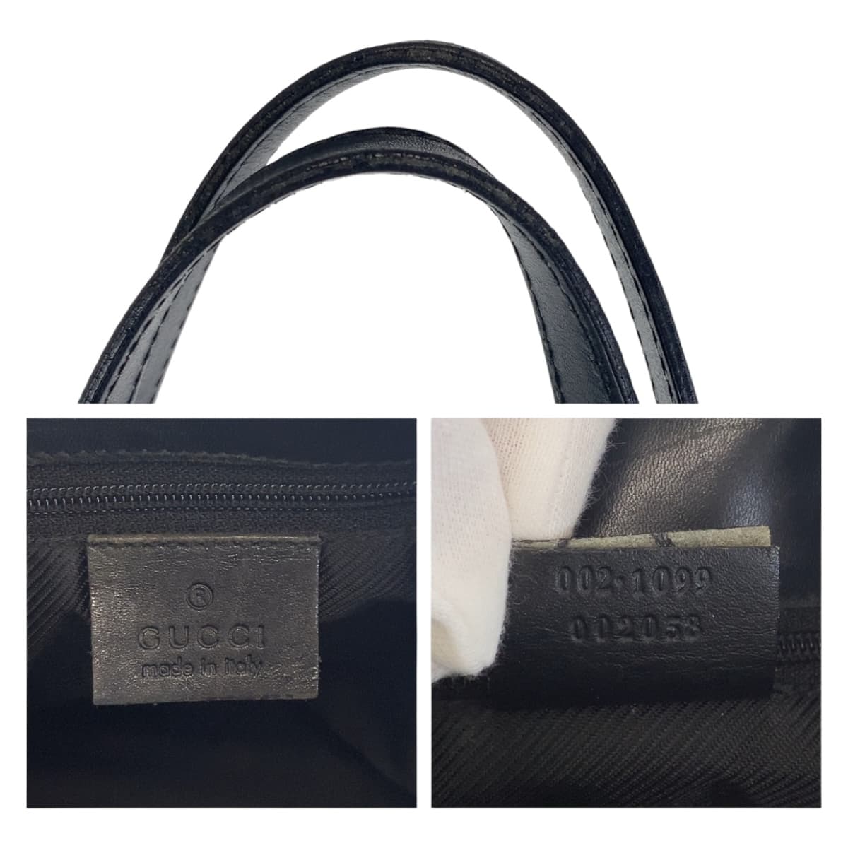 Gucci Black GG Canvas Leather Tote Shoulder Bag