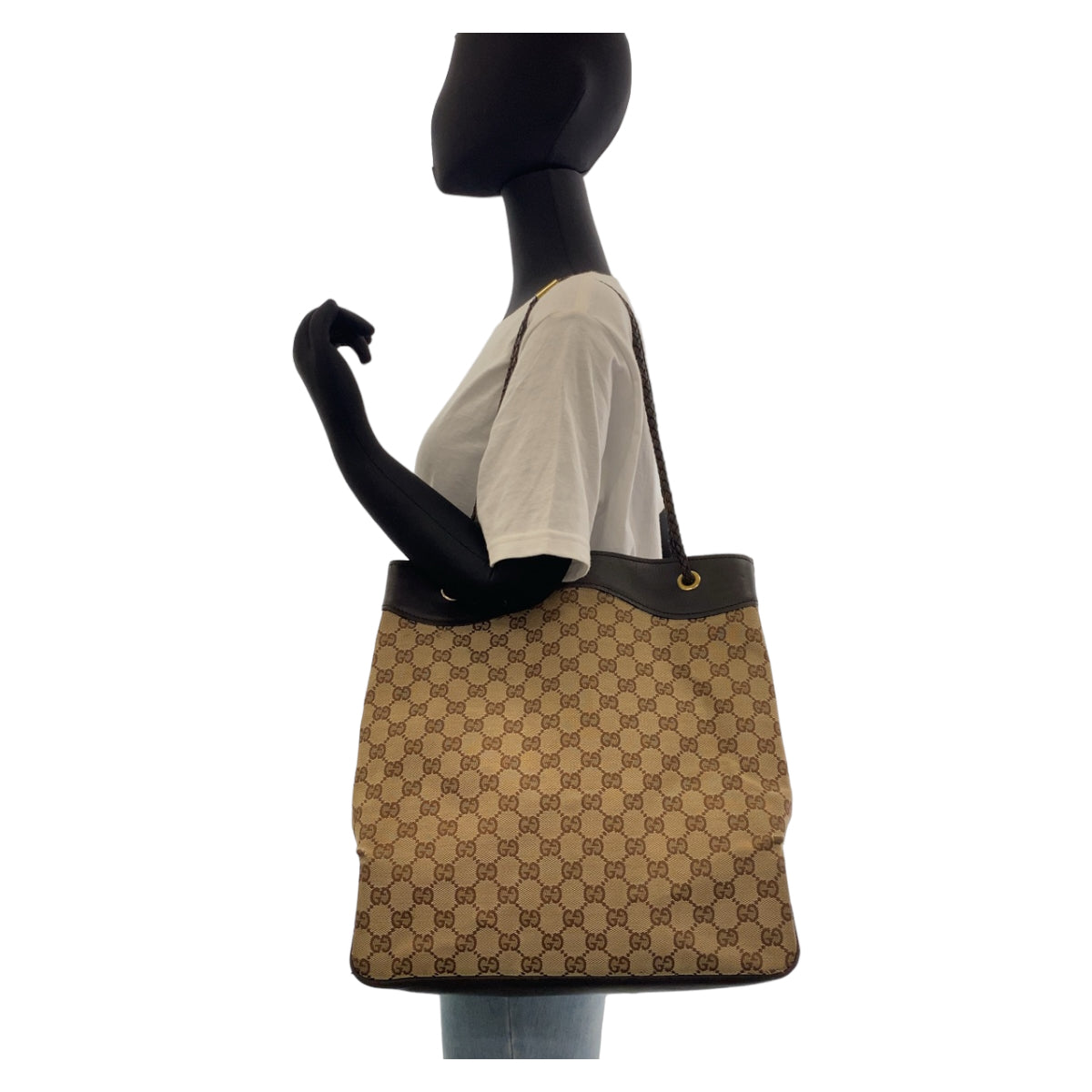 Gucci GG Canvas/Leather Tote Bag 109141 in Good Condition