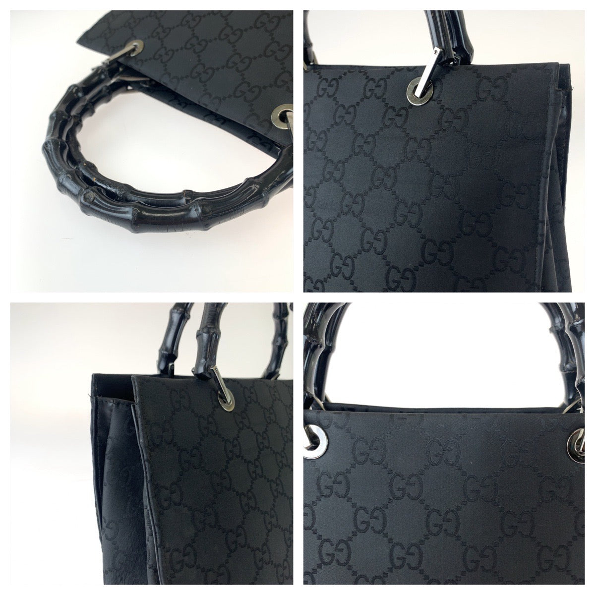 Gucci Bamboo Nylon Tote Bag 0021010 in Very Good Condition