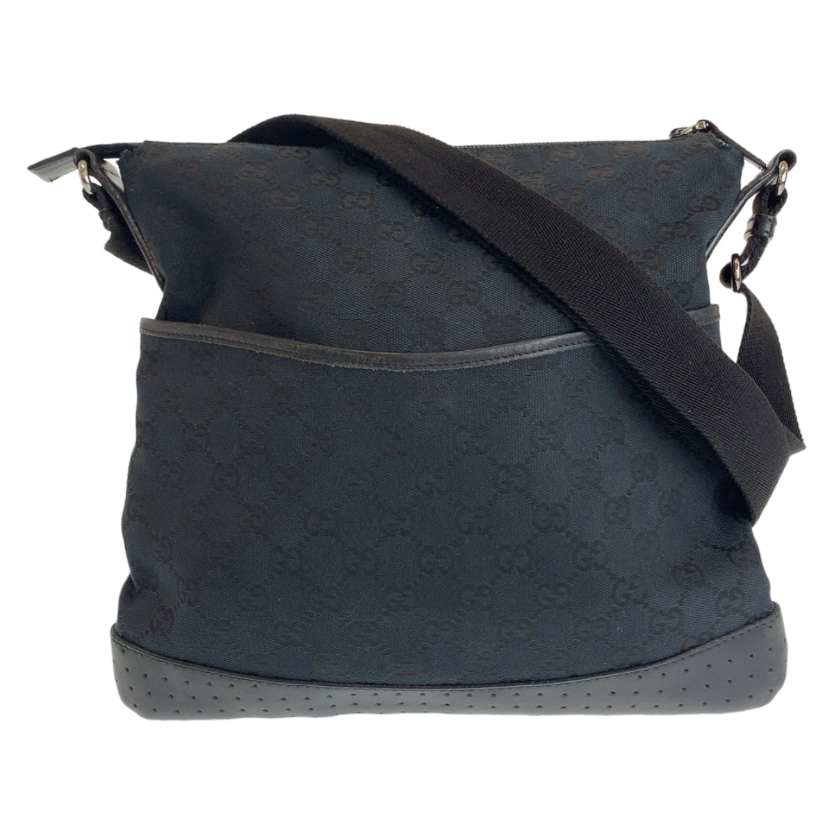 Gucci Black GG Canvas Leather Shoulder Bag