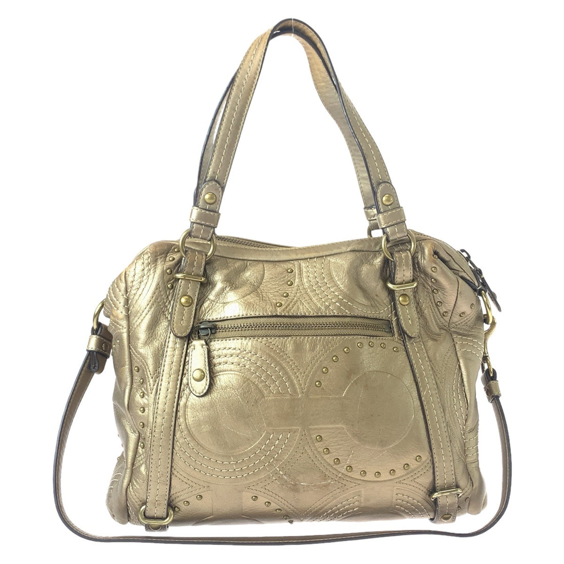 Coach Op Art Alexandra Studs Leather Tote Bag