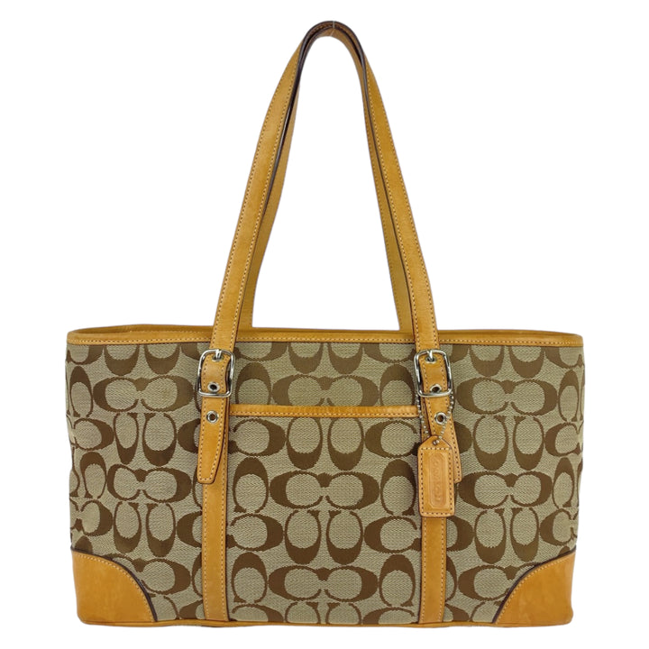 Coach Signature Canvas Leather Tote Bag