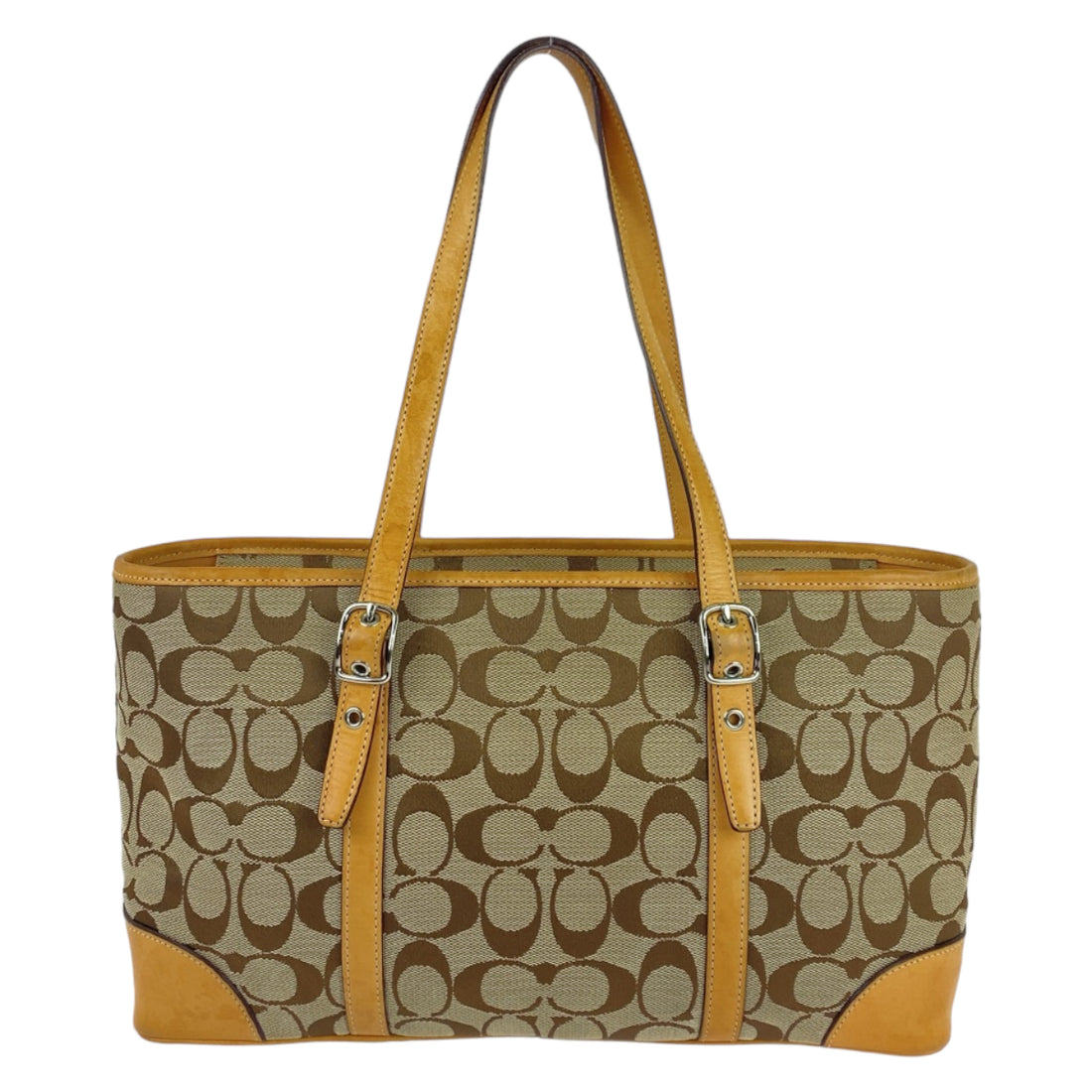 Coach Signature Canvas Leather Tote Bag