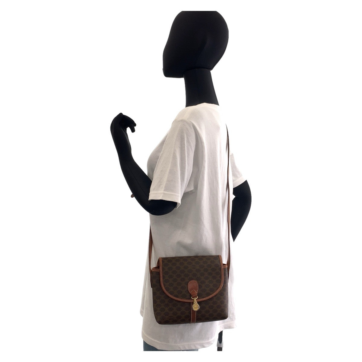 Celine Macadam Brown PVC Leather Shoulder Bag