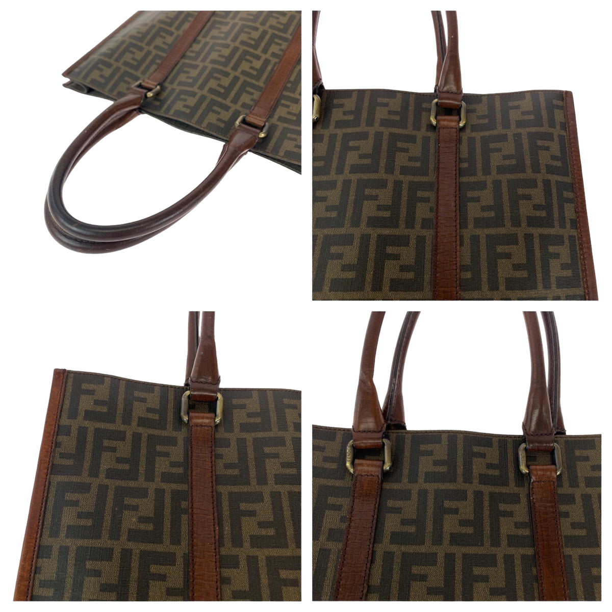 Fendi Zucca Pattern PVC Tote Bag 7VA243 in Very Good Condition