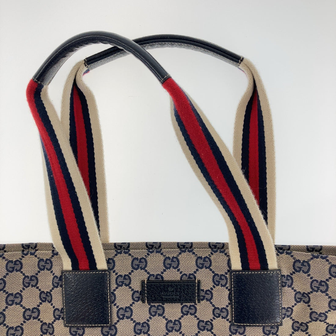 Gucci GG Canvas Leather Tote Bag