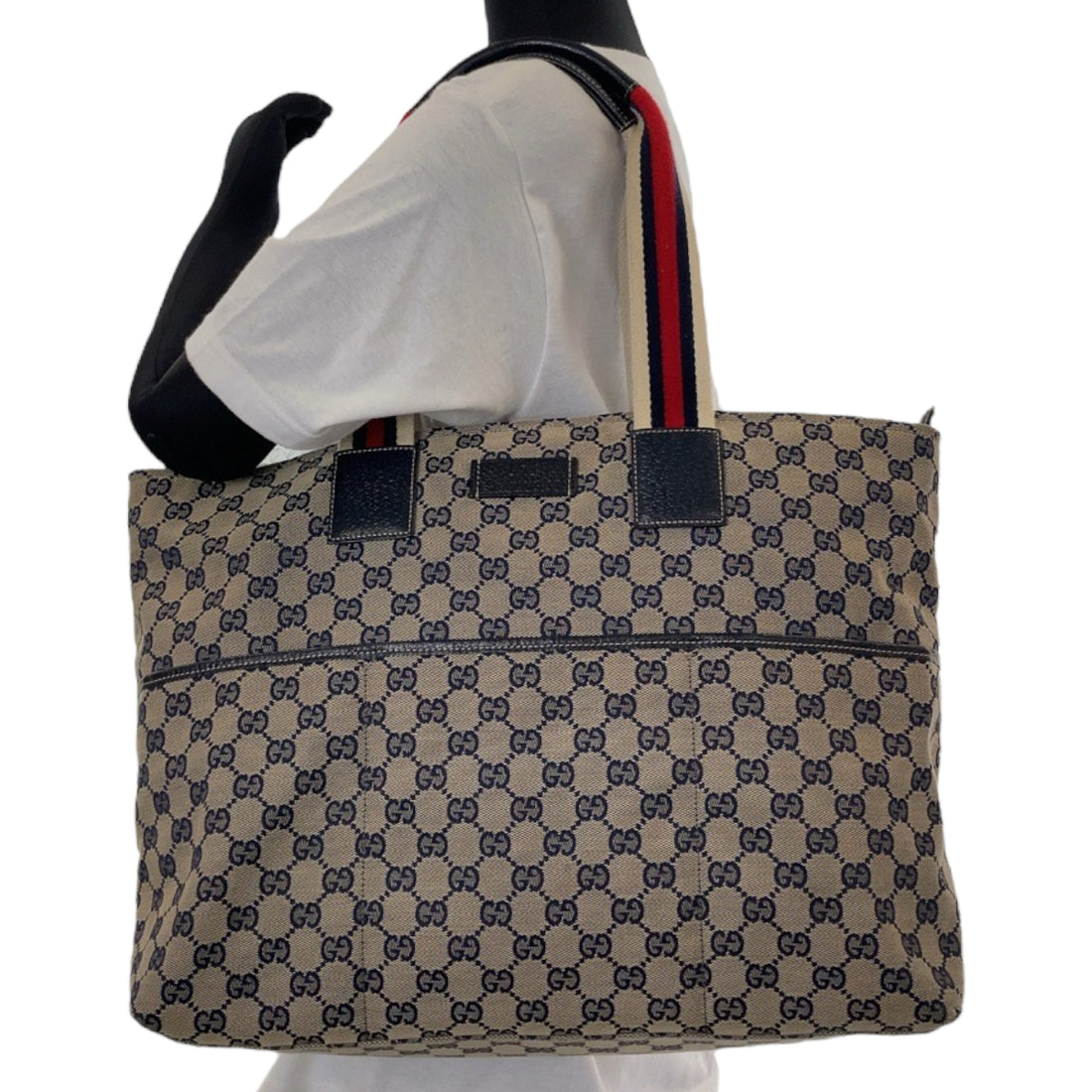 Gucci GG Canvas Leather Tote Bag