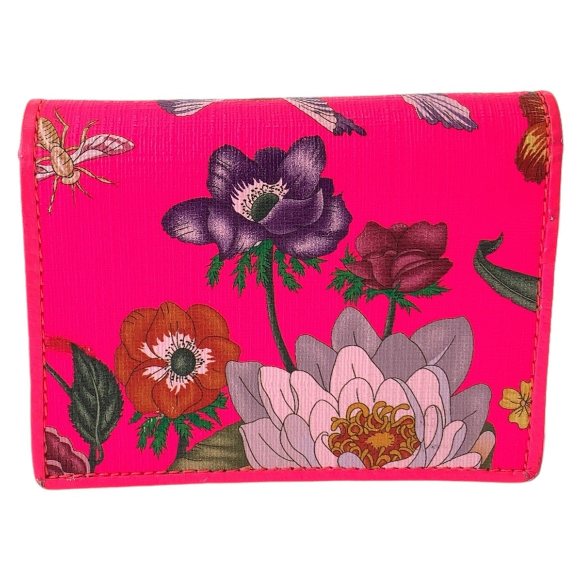 Gucci Flora Zumi Compact Wallet PVC Pink in Very Good Condition