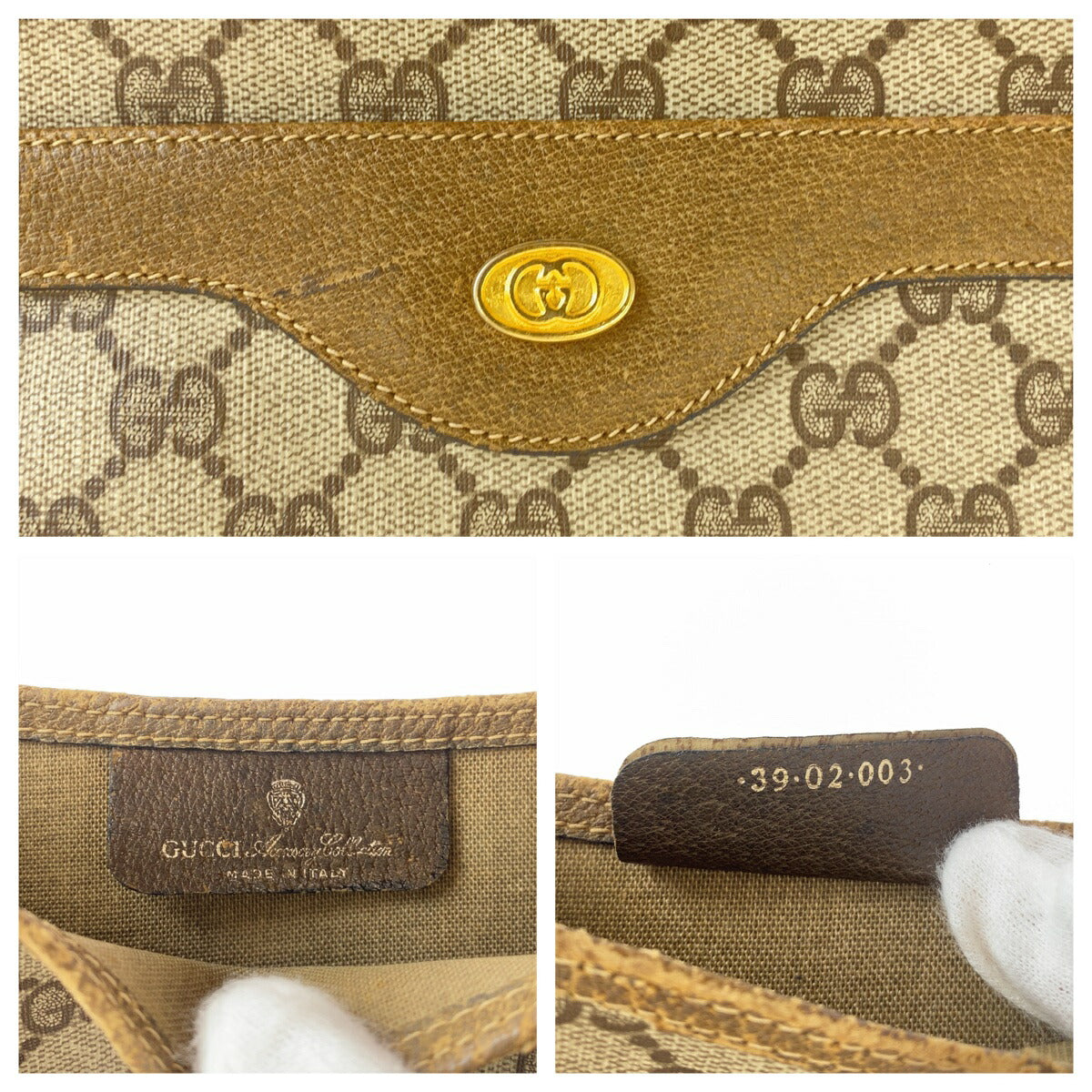 Gucci Vintage GG Supreme Canvas Leather Tote