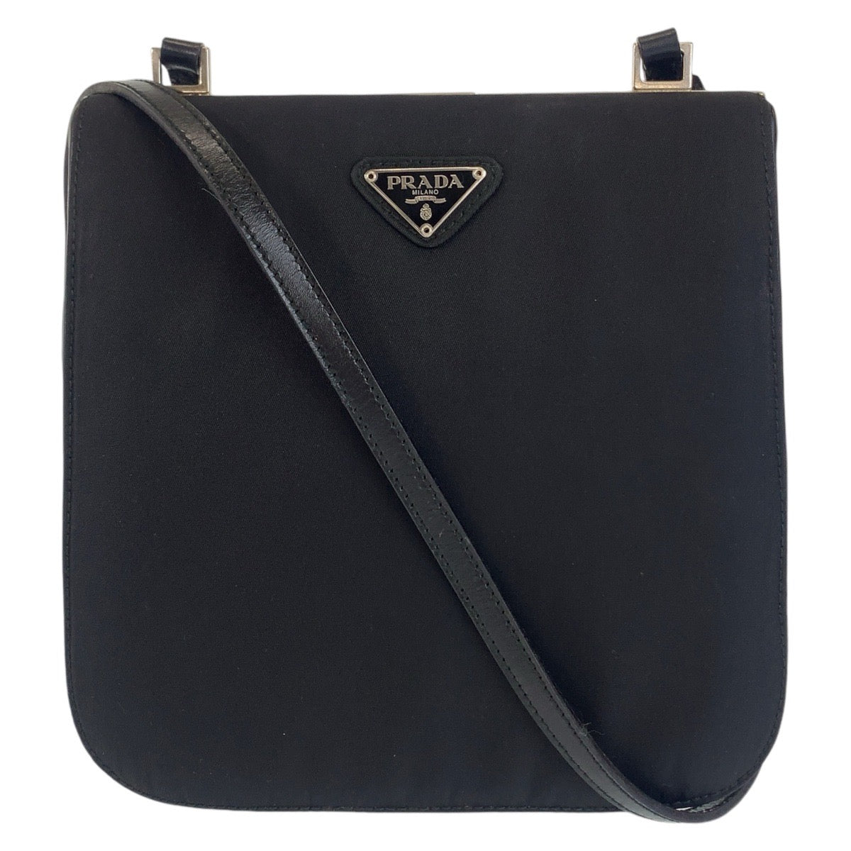 Prada Nylon Tessuto Logo Plate Shoulder Bag