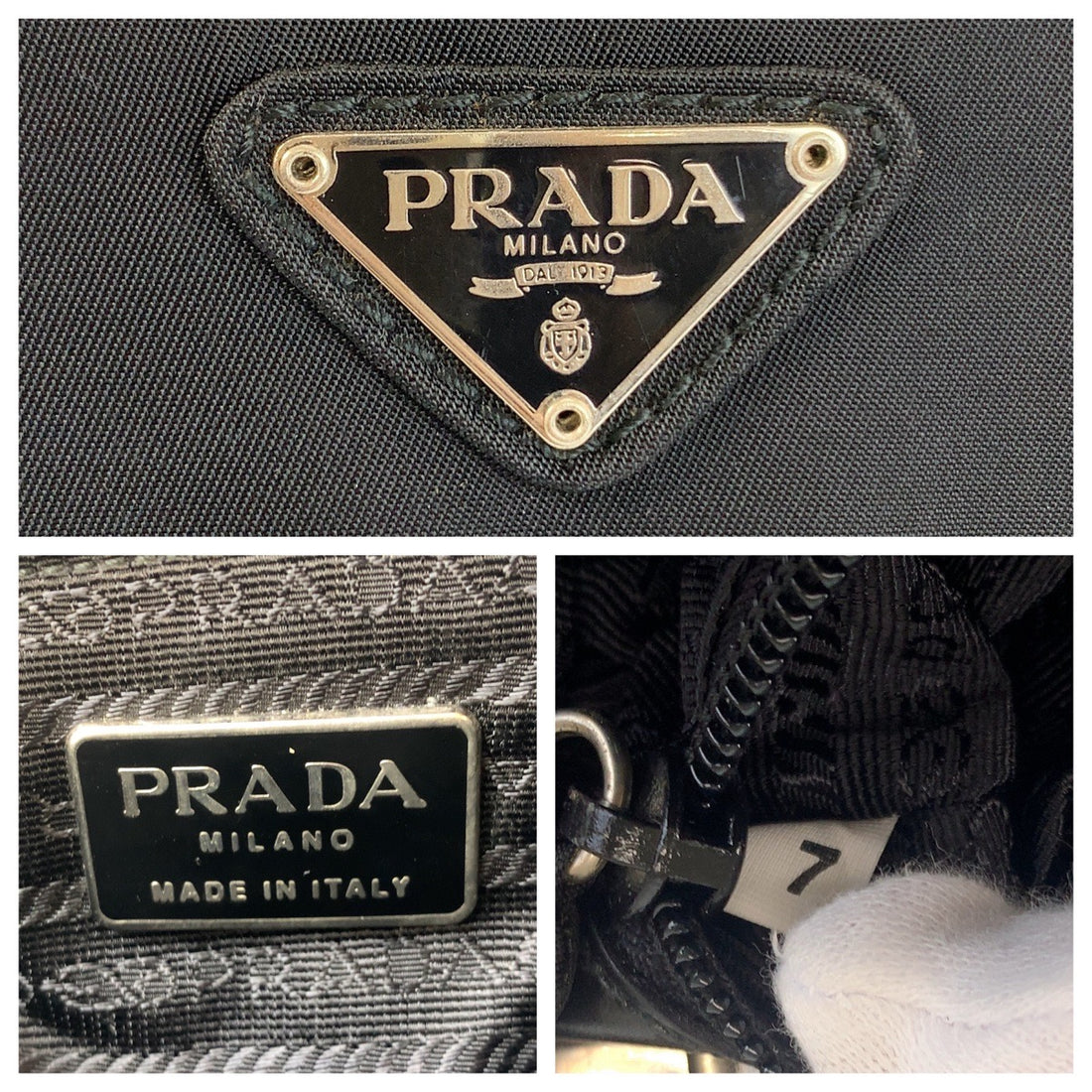 Prada Nylon Tessuto Logo Plate Shoulder Bag