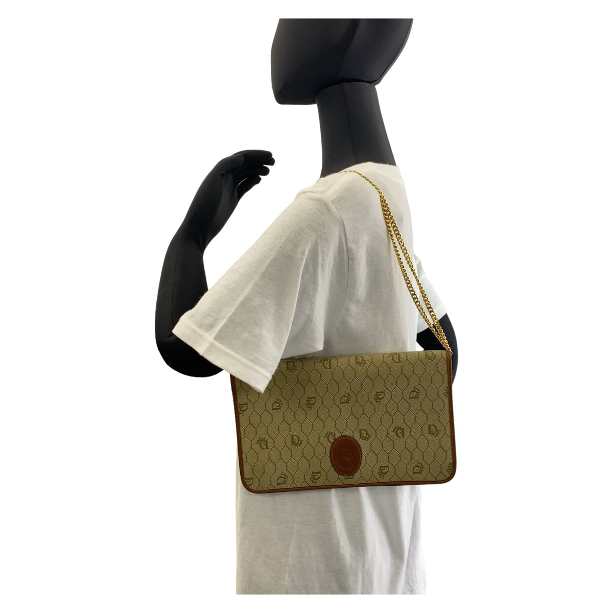 Dior Vintage Honeycomb Canvas Shoulder Bag 408296 in Very Good Condition