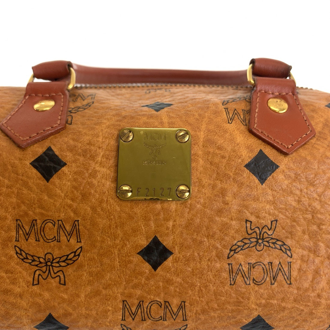 MCM Vintage Leather Logo Shoulder Handbag