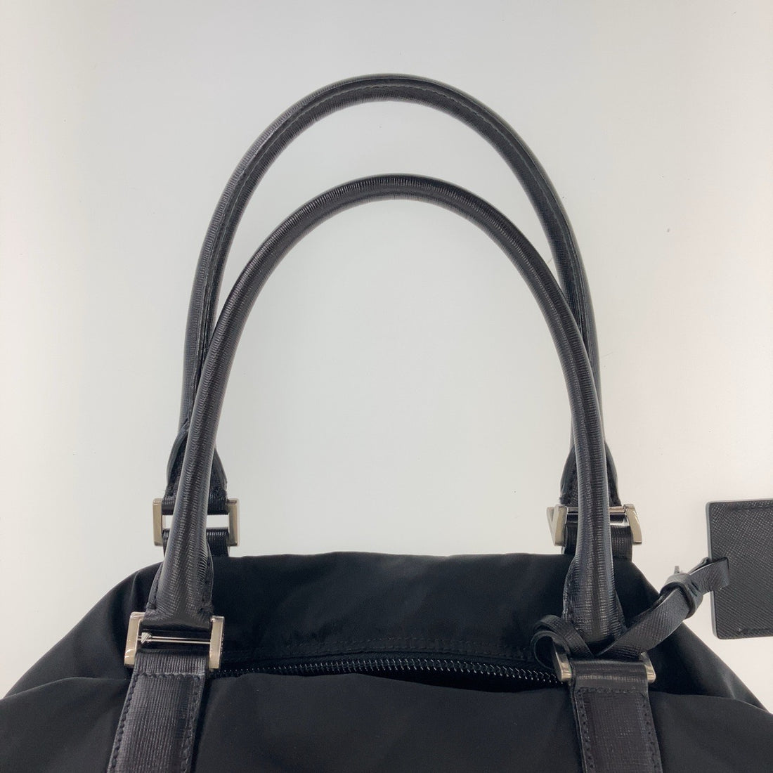 Prada Nylon Leather Tessuto Logo Boston Bag