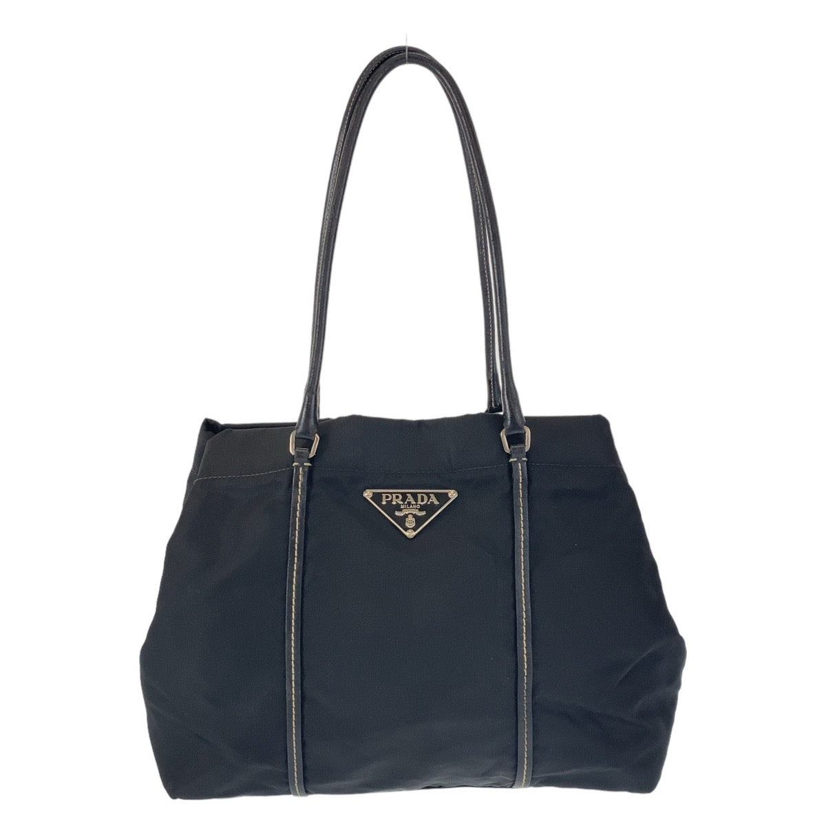 Prada Nylon Leather Tessuto Logo Tote Bag