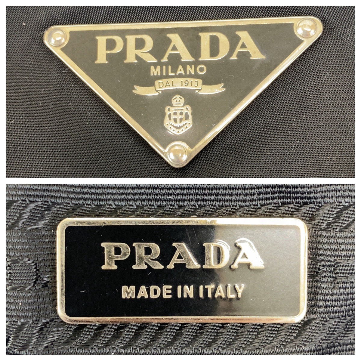 Prada Nylon Leather Tessuto Logo Tote Bag