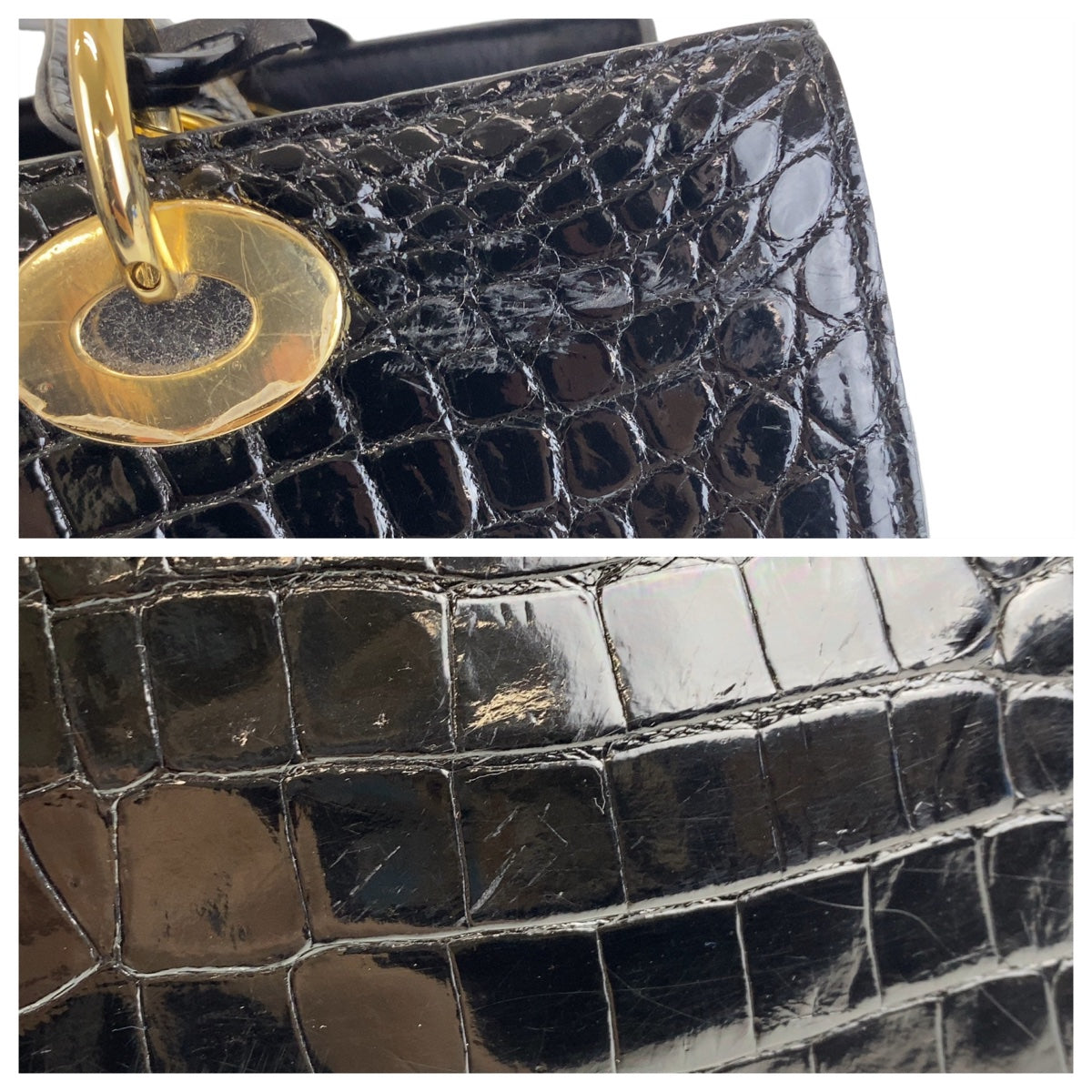 Sanpo Black Crocodile Handbag Tote in Great Condition