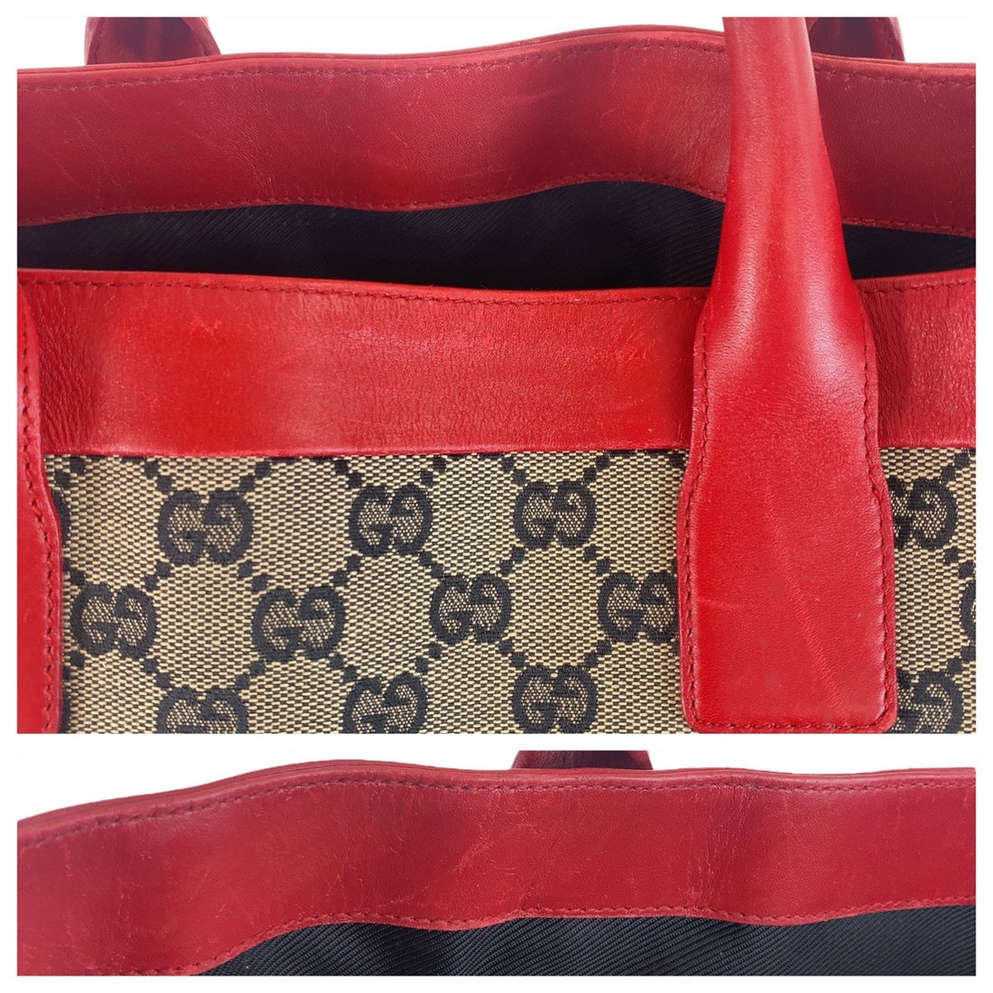 Gucci GG Canvas/Leather Tote Bag 0021121 in Very Good Condition