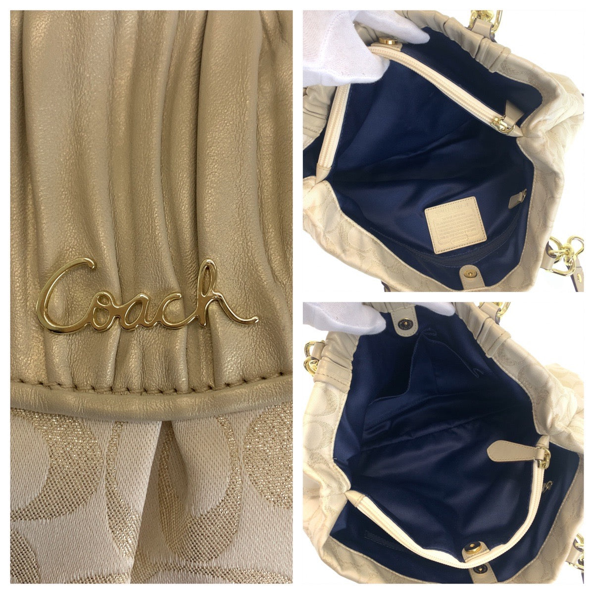 Coach Signature Canvas/Leather Tote Bag 408354 in Very Good Condition