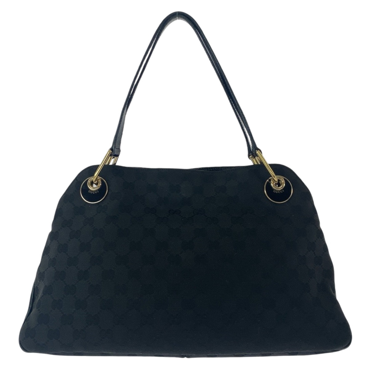 Gucci Black GG Canvas Leather Tote Bag