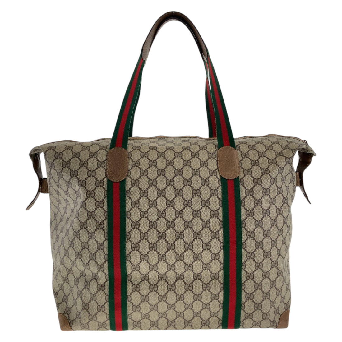 Gucci Vintage GG Supreme Canvas Leather Boston Bag