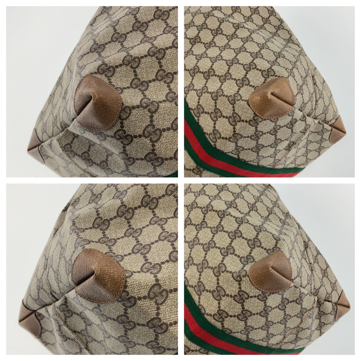 Gucci Vintage Interlocking GG Supreme Canvas/Leather Boston Bag Brown Gray in Very Good Condition