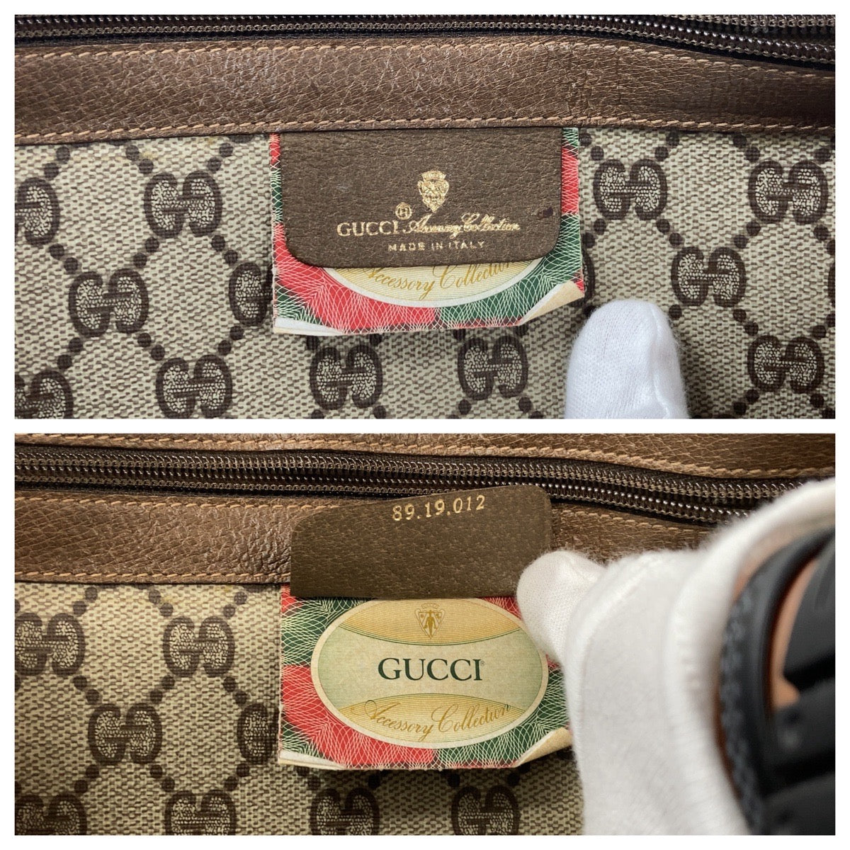 Gucci Vintage Interlocking GG Supreme Canvas/Leather Boston Bag Brown Gray in Very Good Condition