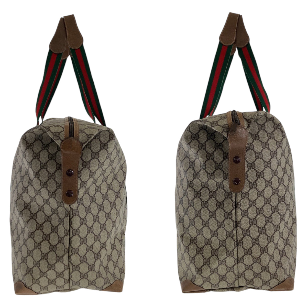 Gucci Vintage Interlocking GG Supreme Canvas/Leather Boston Bag Brown Gray in Very Good Condition