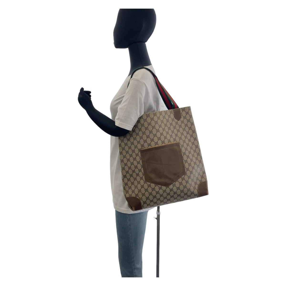 Gucci Old Gucci Sherry Line Beige PVC Tote Bag 408382 in Very Good Condition