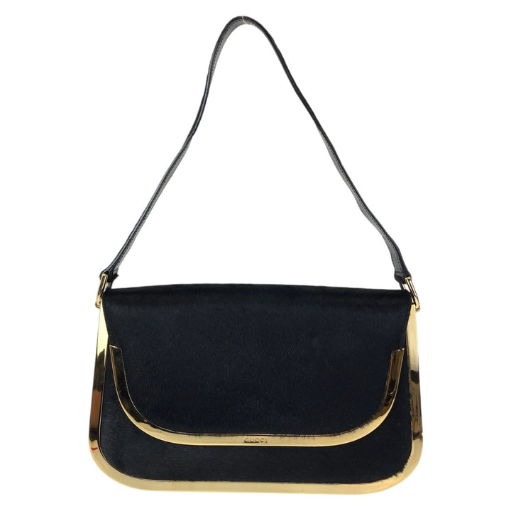 Gucci Vintage Black Gold Shoulder Bag