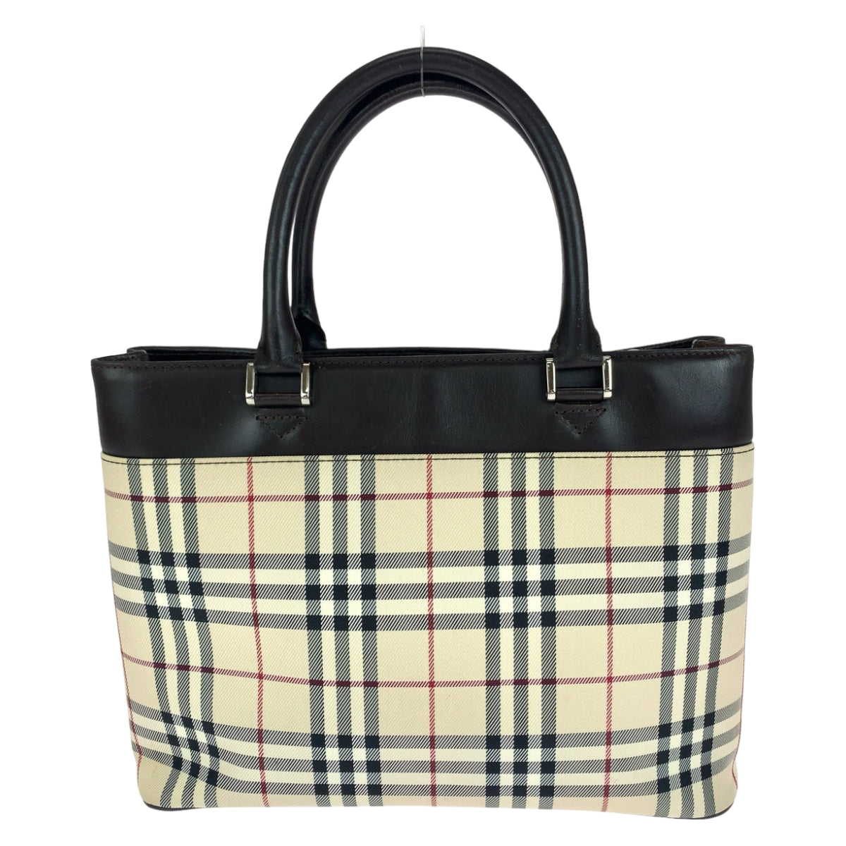 Burberry Check Canvas Leather Tote Bag