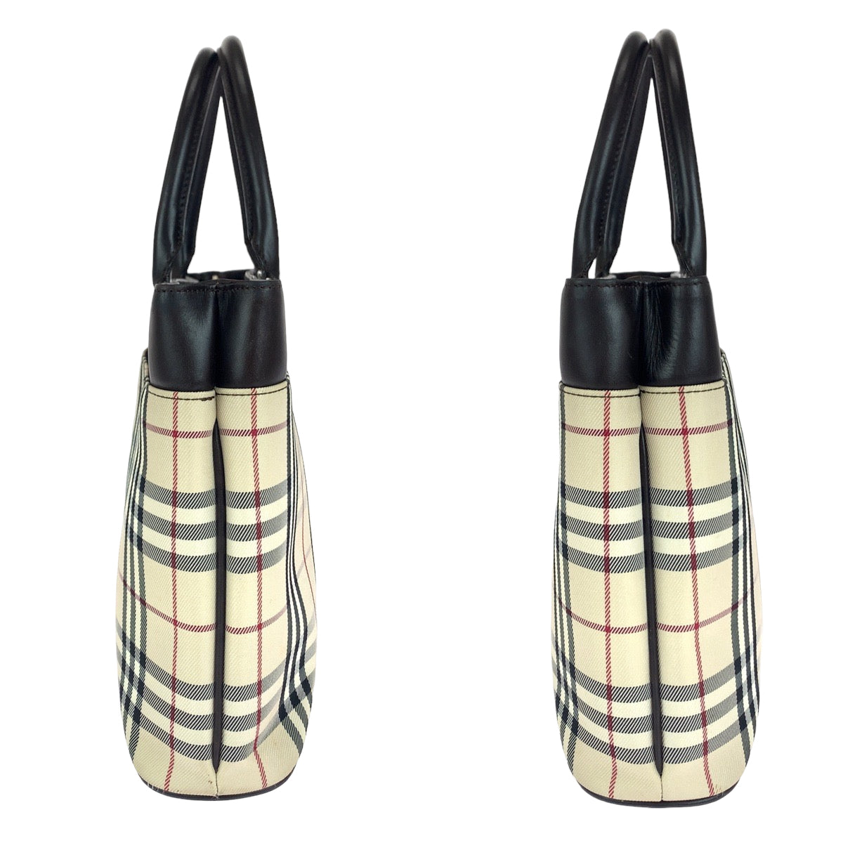 Burberry Check Canvas Leather Tote Bag