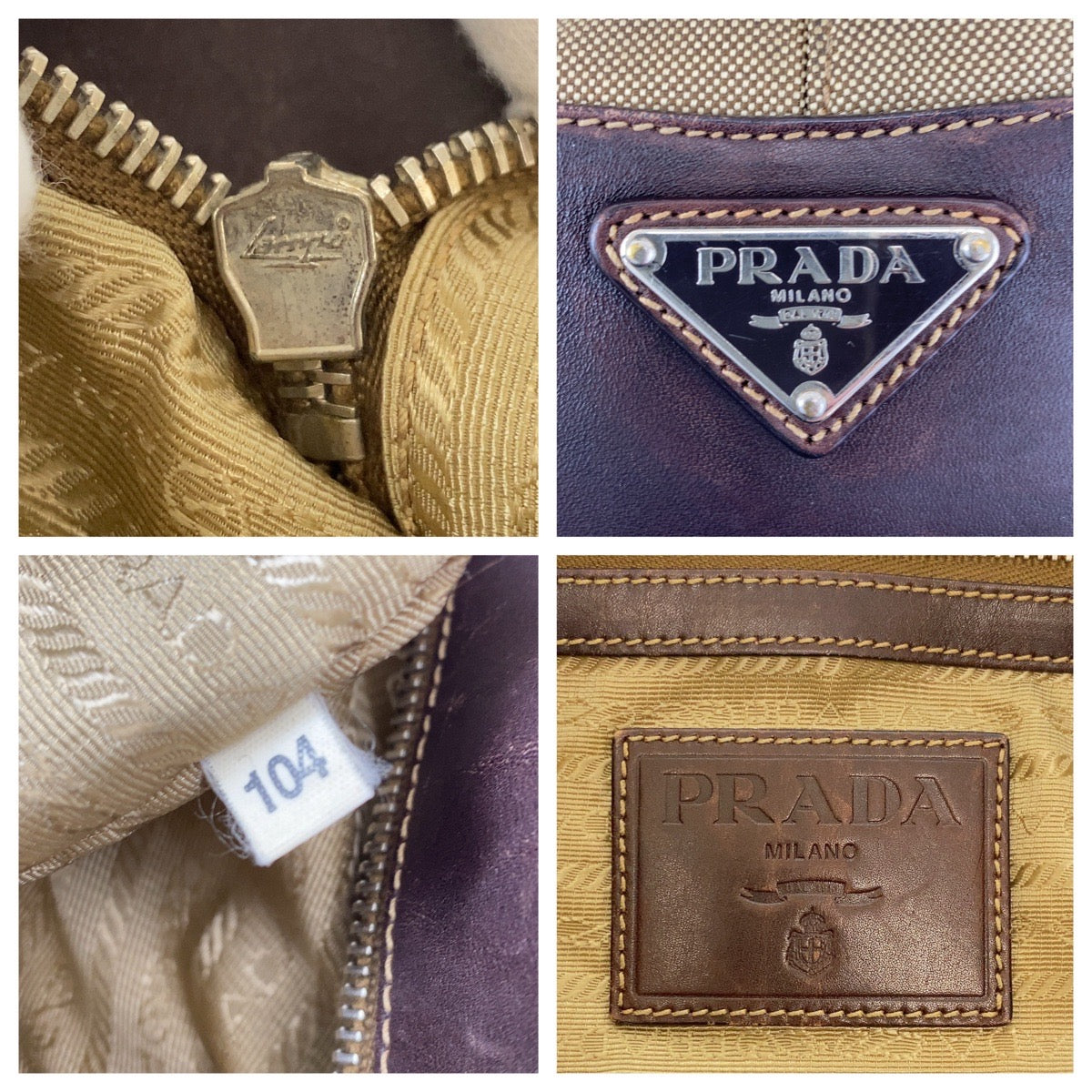 Prada Jacquard Canvas/Leather Tote Bag with Triangle Logo Plate in Very Good Condition