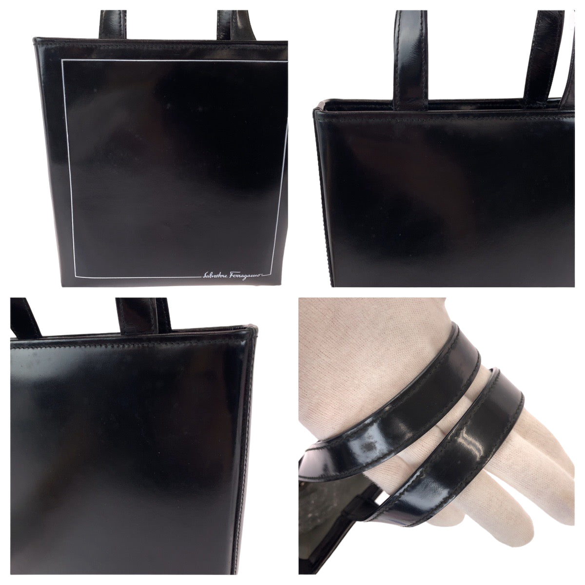 Salvatore Ferragamo Patent Leather Tote Bag in Very Good Condition