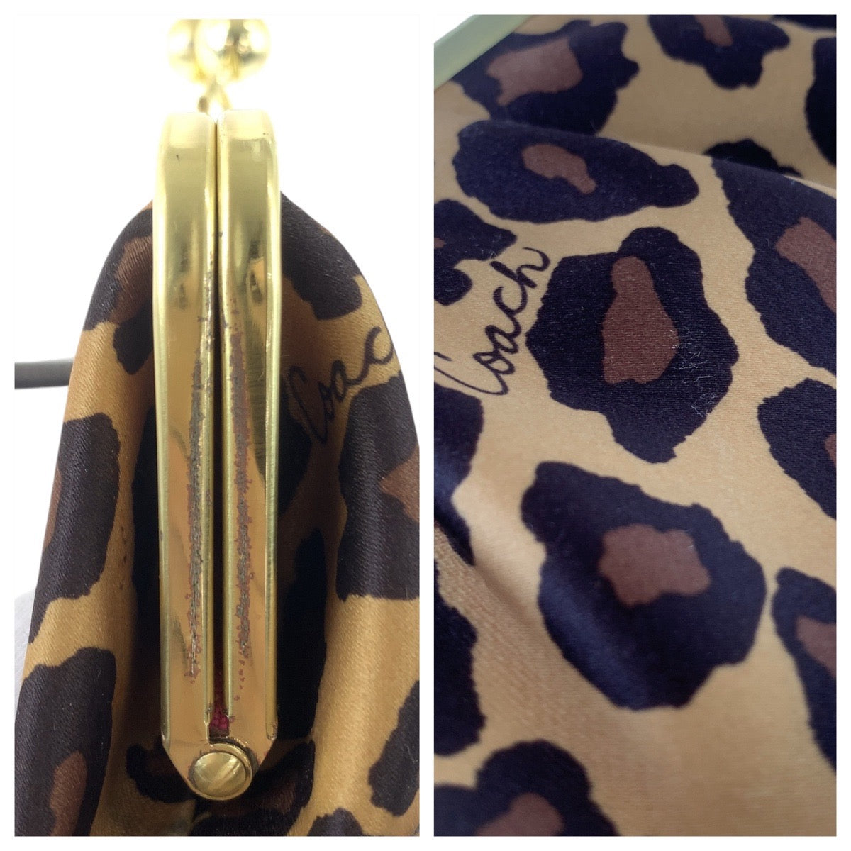 Coach Satin Leopard Print Pouch in Great Condition