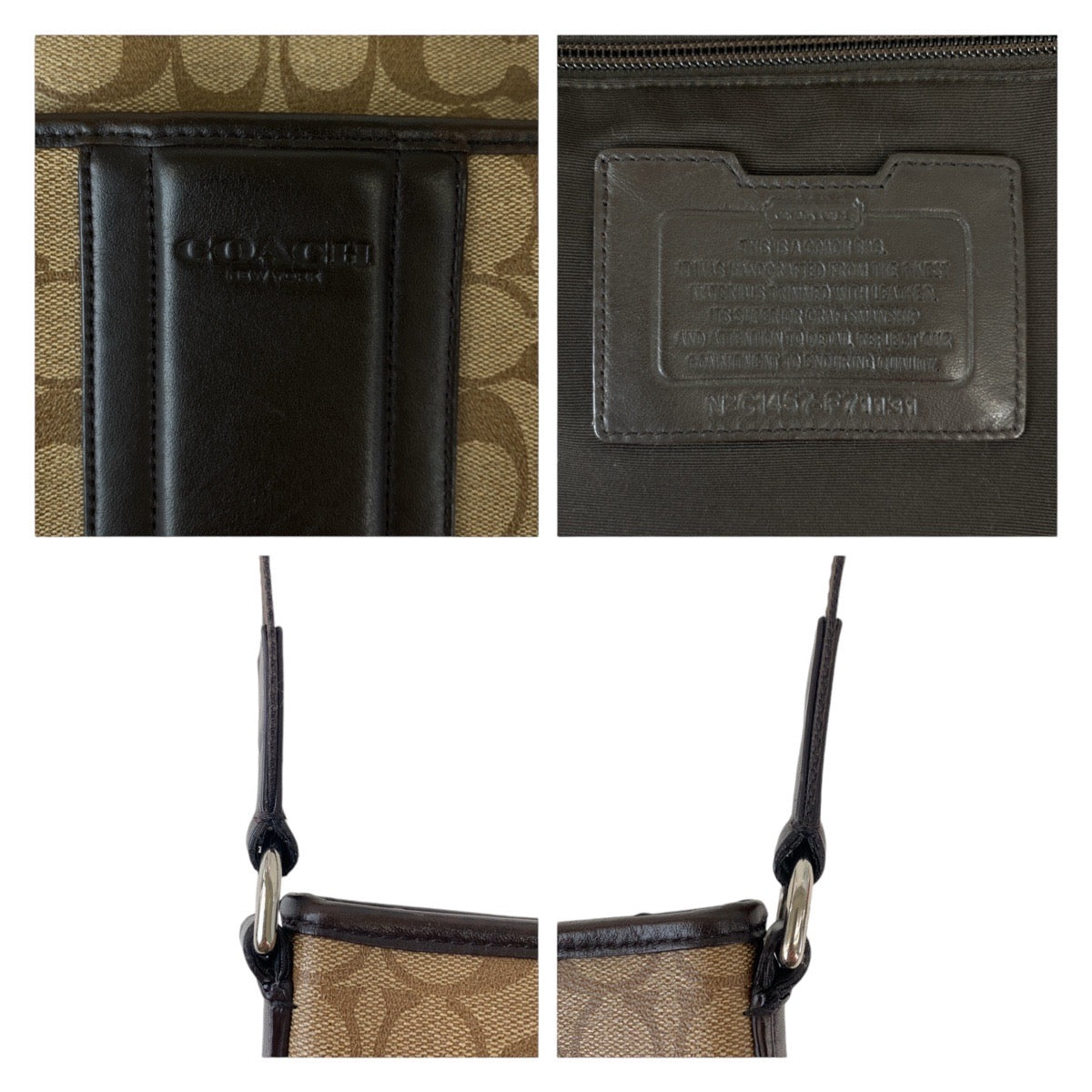 Coach Signature Brown PVC/Leather Crossbody Bag in Very Good Condition