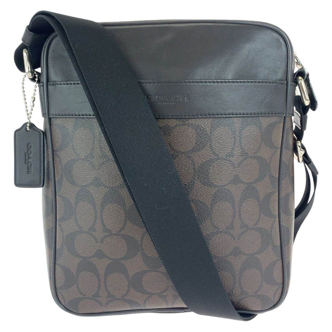 Coach Signature Brown Silver Crossbody Bag