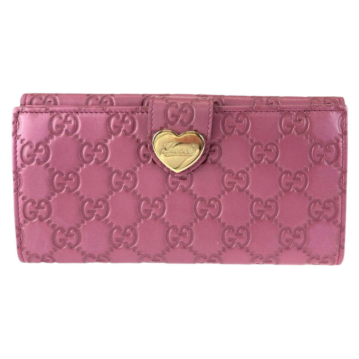 Gucci Leather Shima GG Heart Long Wallet 203550 in Very Good Condition