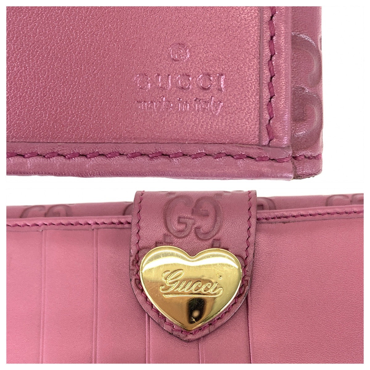 Gucci Leather Shima GG Heart Long Wallet 203550 in Very Good Condition