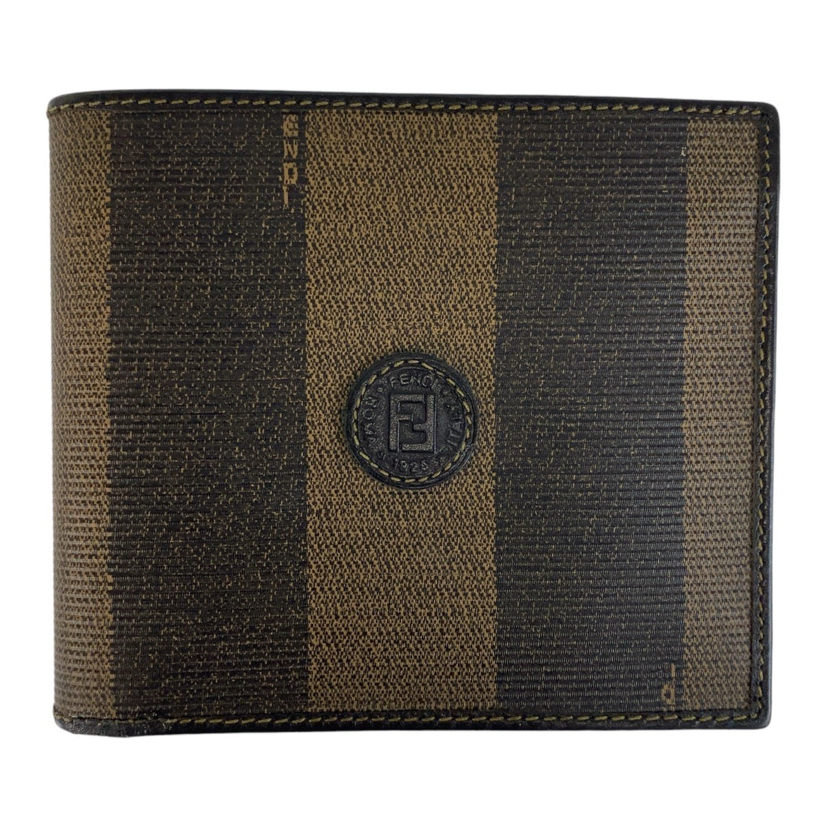 Fendi Leather Pequin Compact Wallet