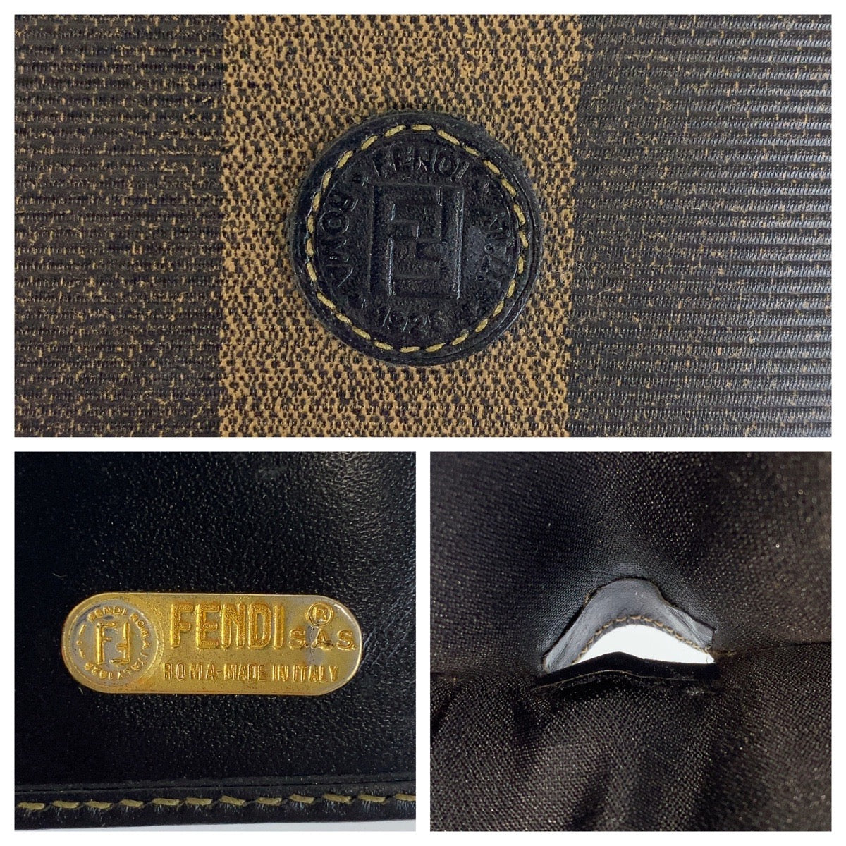 Fendi Leather Pequin Compact Wallet