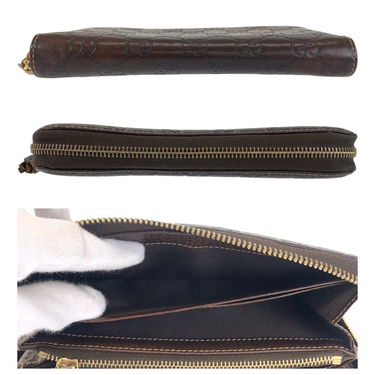 Gucci Bamboo Leather Long Wallet 408465 in Very Good Condition