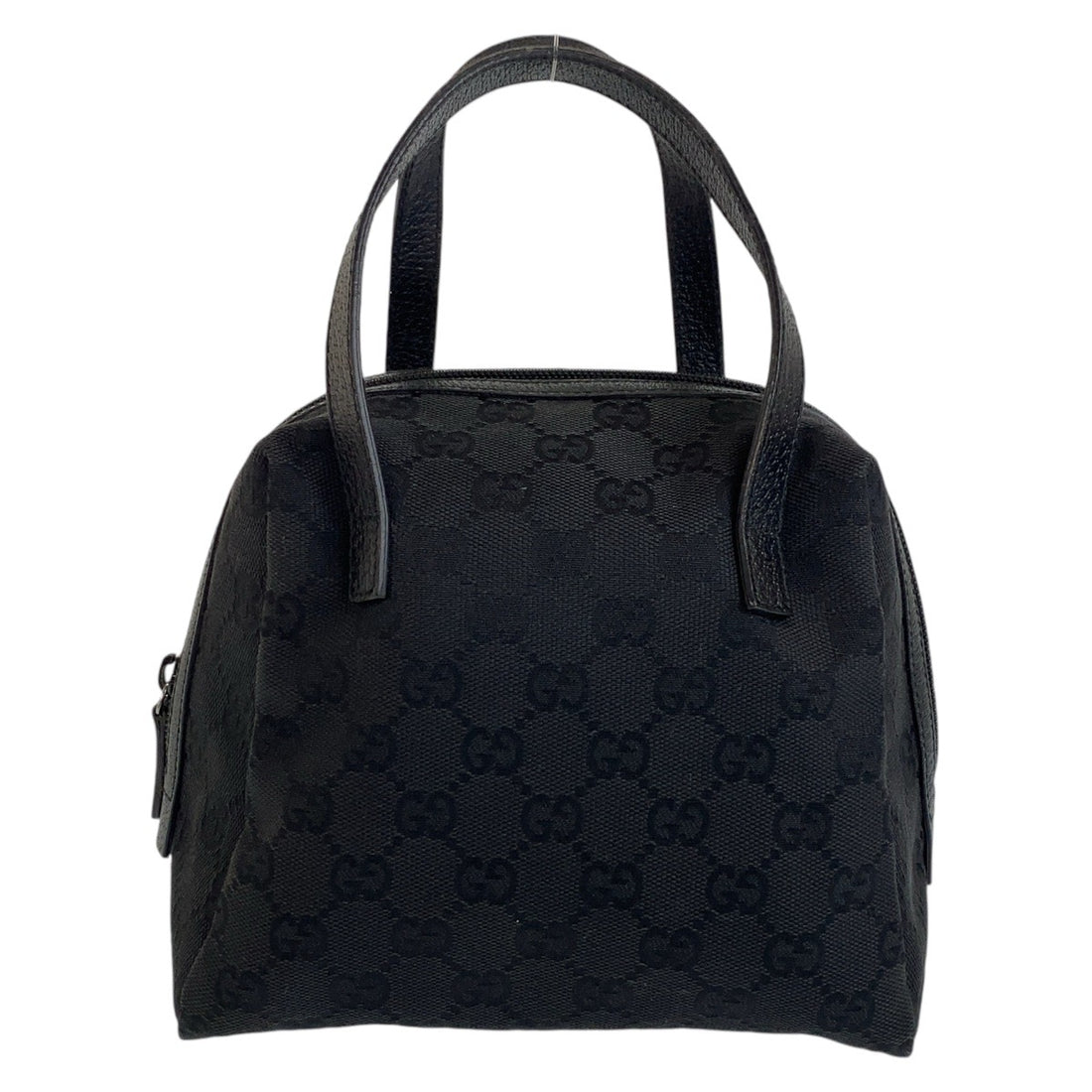 Gucci Black GG Canvas Leather Handbag Vanity Bag