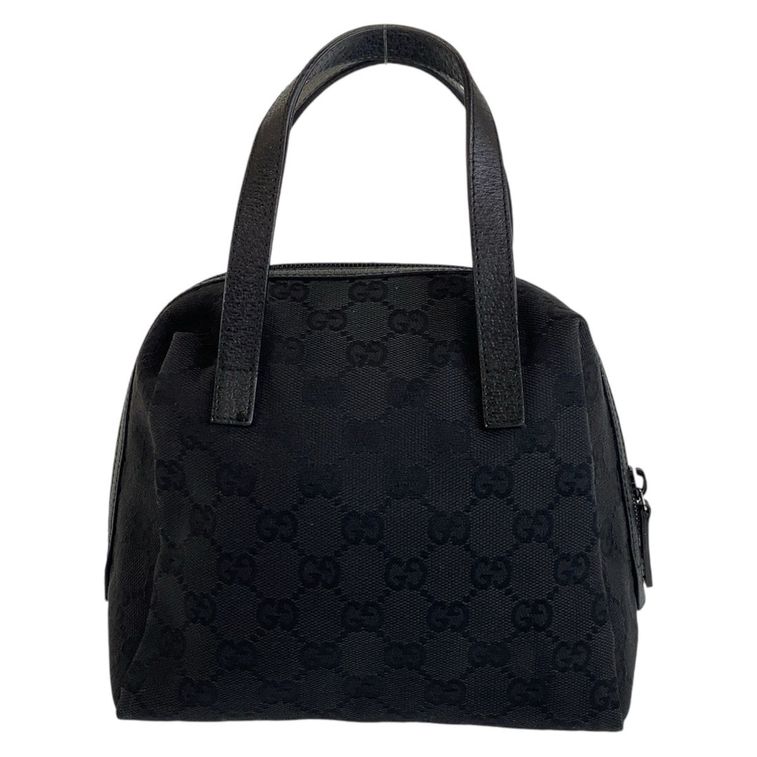 Gucci Black GG Canvas Leather Handbag Vanity Bag