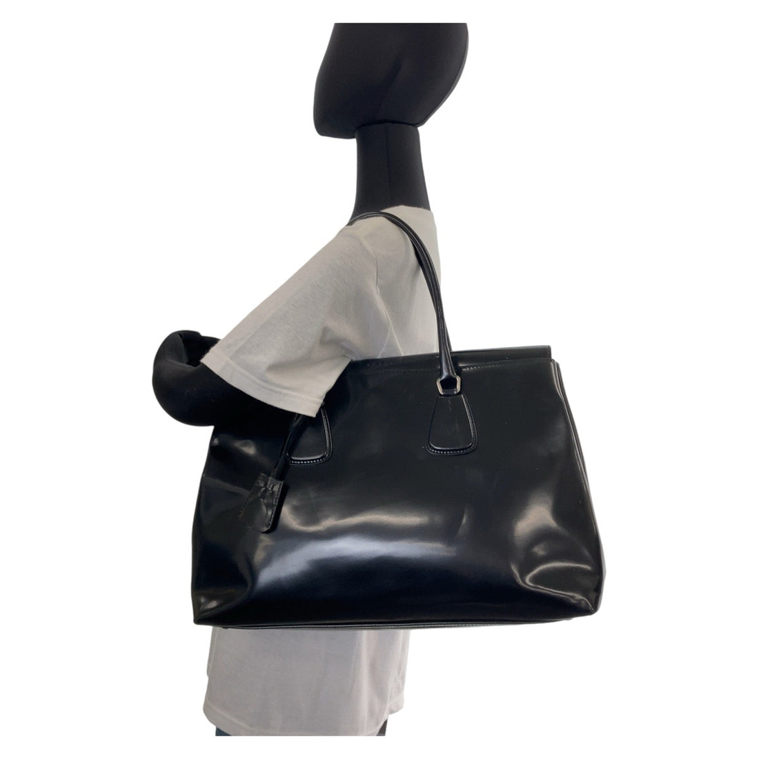 Prada Patent Leather Tote Bag Black