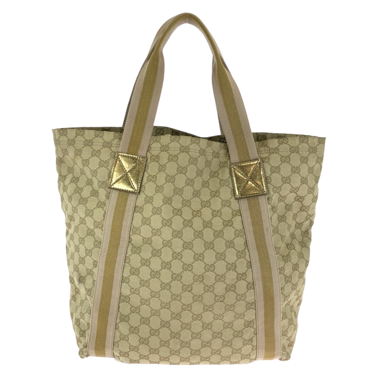 Gucci Beige Gold GG Canvas Tote Bag 189669 in Very Good Condition